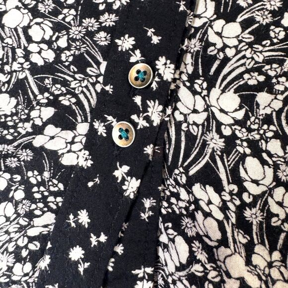 Anthropologie Blouse Medium Black Ivory Floral Embroidered Rayon Western Boho - Picture 4 of 13